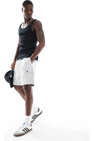 JACK & JONES – Loose Fit Cargo-Shorts in Hellgrau mit Kordelzug