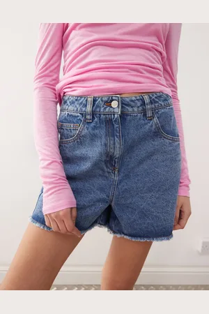 Reclaimed – Mom-Jeansshorts in jeansblauer Waschung