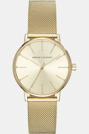 Armani Exchange – AX5536 – Armbanduhr mit goldfarbenem Netzdesign