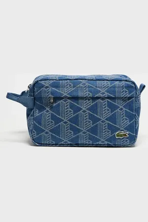 Lacoste – Denim-Kulturbeutel mit Monogramm-Muster