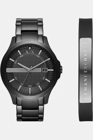Armani Exchange – Geschenk-Set aus Edelstahl in , aus Uhr mit drei Zeigern und Datumsanzeige sowie Armband