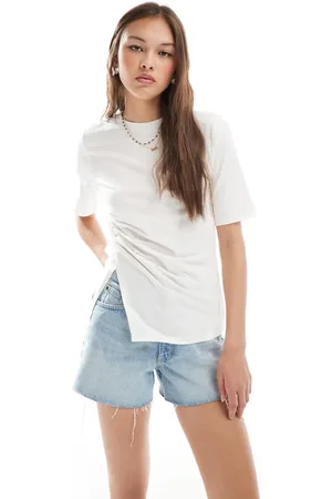 Object – T-Shirt in mit Korsett-Taille und Schlitz