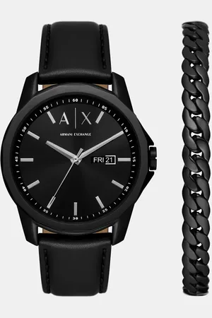 Armani Exchange – Herrenarmbanduhr aus schwarzem Edelstahl in mit drei Zeigern sowie Tages- und Datumsanzeige, AX7147