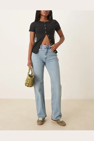 Abercrombie & Fitch – Curve Love – Relaxed Fit Jeans in mittlerer Waschung mit hohem Bund im 90er-Stil