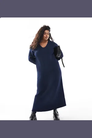 4th & Reckless – Flauschiges Maxi-Pulloverkleid aus Wollmixstrick in mit V-Ausschnitt