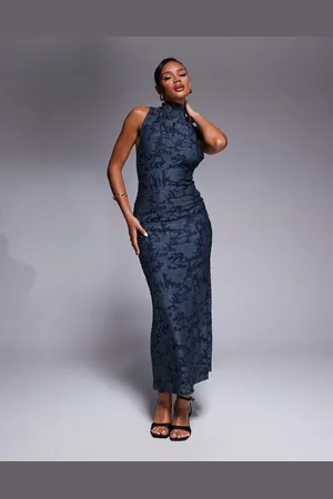 ASOS – Maxikleid in mit Neckholder, Rückenausschnitt und Drapierung