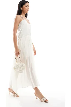 Object – Maxi-Trägerkleid aus Tüll in Wollweiß