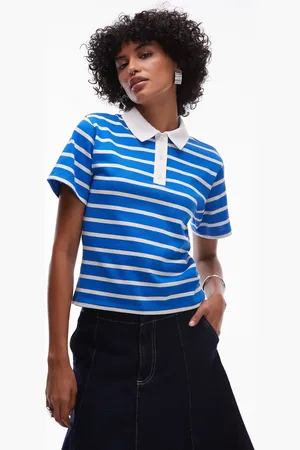 Topshop – Kurzärmliges Rugby-Top aus Jersey mit Streifen in verschiedenen Farben