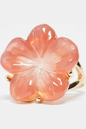ASOS – Goldfarbener Ring mit Hibiskus-Design aus rosa Kunstharz