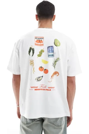 ASOS – Oversize-T-Shirt in mit Cartoon-Lebensmittel-Grafiken