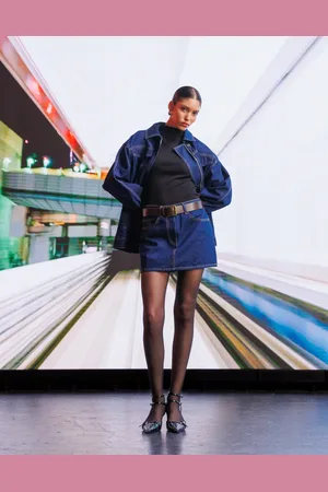 ASOS – Volantrock aus Denim in Rinse-Waschung, Kombiteil