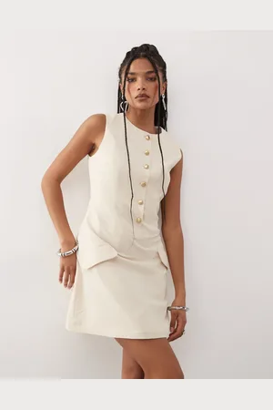 Amy Lynn – Elegantes Westen-Minikleid in Milchweiß