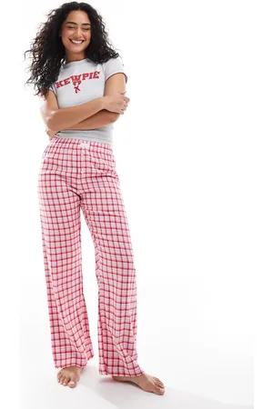 Cotton On Cotton On – Locker geschnittenes Pyjama-Unterteil aus Flanell mit kleinem Karomuster in Rot