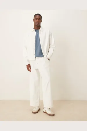 ASOS – Weite Ballon-Jeans in Ecru mit Bundfalten, Kombiteil