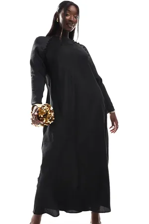 ASOS ASOS DESIGN Curve – Asymmetrisches Satin-Maxikleid in mit Knopfdetail