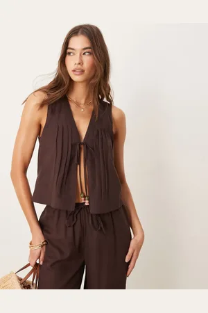 ASOS – Ivy – Strandweste aus Leinenmix in