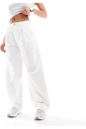 ASOS – Barrel-Hose in Ecru mit Bundfalten