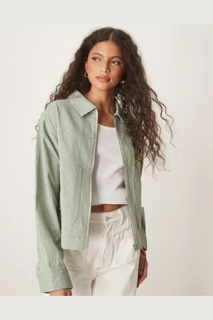 ASOS – Gestreifte Twill-Jacke mit Kragen