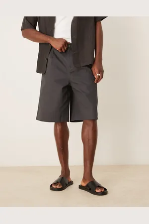 ASOS – Lange Jorts in Anthrazit mit Bundfalten