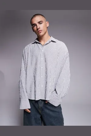 ASOS – Oversize-Hemd aus Seersucker in und Schwarz gestreift