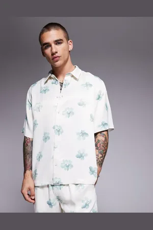 ASOS – Legeres Hemd in Natur mit Blumenmuster