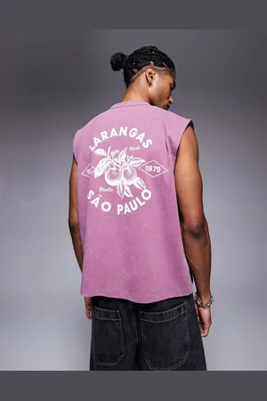 ASOS – Kastiges Oversize-Tanktop in verwaschenem mit City-Print, 220 g/m² schwer