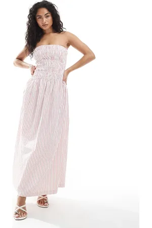 JJXX – Gesmoktes, trägerloses Kleid mit Streifen