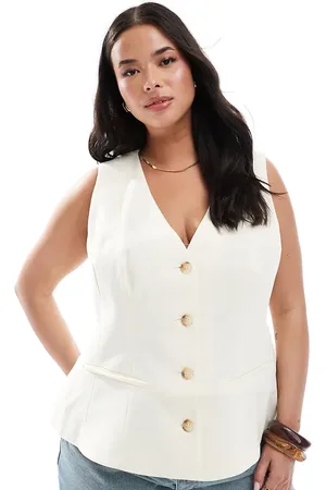 ASOS Curve – Weste in Buttermilchweiß mit Schößchen