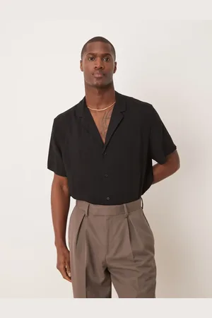 ASOS – Viskose-Hemd in mit tiefem Reverskragen und lockerer Passform