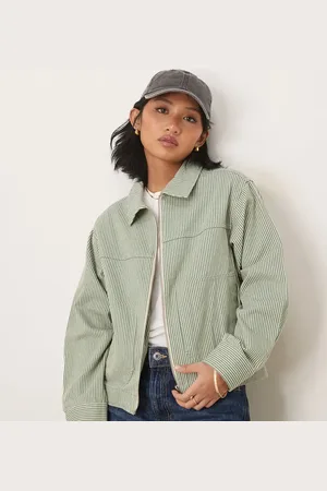 ASOS ASOS DESIGN Petite – Gestreifte Twill-Jacke mit Kragen