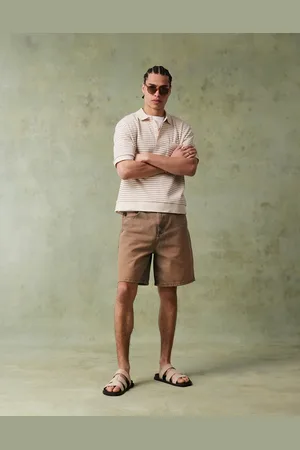 ASOS – Jeans-Jorts in normaler Länge mit braunem Farbstich