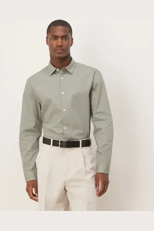 ASOS – Elegantes, leicht zu bügelndes Popeline-Hemd in dunklem Salbeigrün mit Regular-Fit-Schnitt