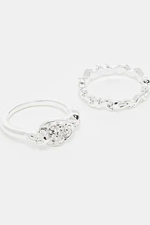 ASOS – 2er-Pack mit echtem versilberte Ringe in geschmolzenem Design