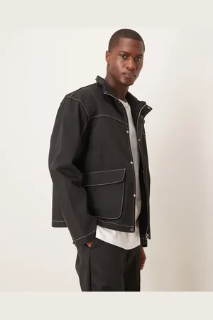 ASOS – Übergroße Harrington-Jacke in Schwarz mit abgesetzten Ziernähten