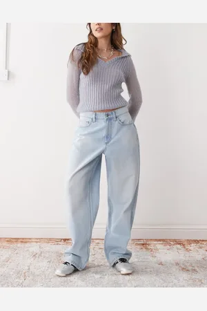 COLLUSION – X014 – Anti-Fit-Jeans in hellblauer Waschung mit mittelhohem Bund