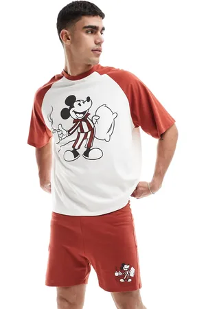 ASOS – Disney – Kurzes Pyjama-Set in mit Micky-Maus-Motiv und Raglanärmeln