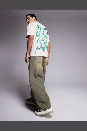 Sixth June – T-Shirt in Creme mit Logoprint am Rücken in Chrom-Optik