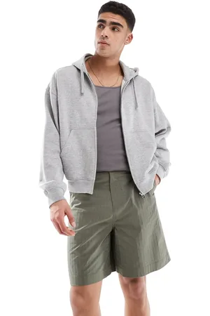 ASOS – Strukturierte, lange Jorts in Grün mit Workwear-Aufnäher