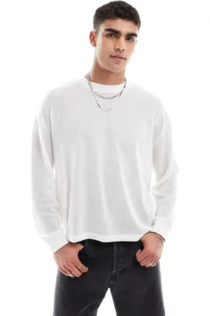 ASOS – Kastiges, langärmliges Oversize-Shirt in Cremeweiß