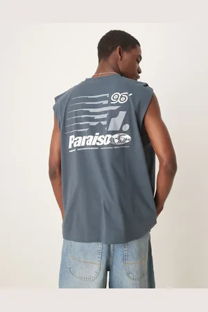 ASOS – Oversize-Tanktop in Anthrazit mit Sport-Print