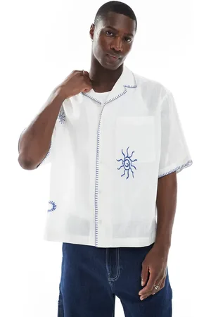 ASOS – Kastiges Oversize-Hemd in mit Stickerei und Reverskragen