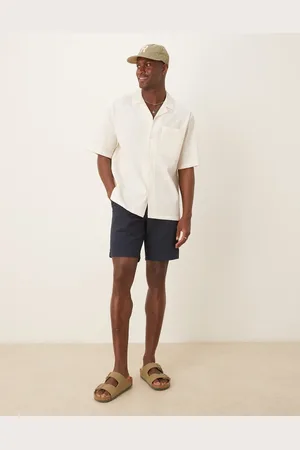 ASOS – 2er-Pack Slim Fit Chino-Shorts in Stein und Marineblau, reguläre Länge