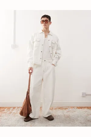 Reclaimed – Weite Jeans in Ecru mit Western-Look und Kontrastnähten, Kombiteil