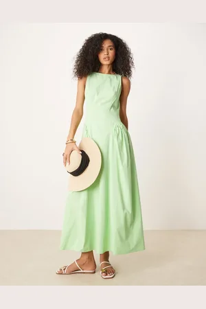 ASOS – Tailliertes Midikleid in mit U-Boot-Ausschnitt