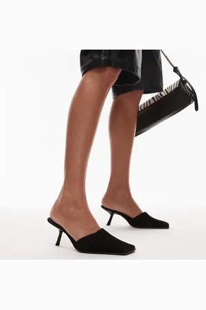 Topshop Premium – Dante – Absatz-Mules aus Wildleder in mit eckiger Zehenpartie