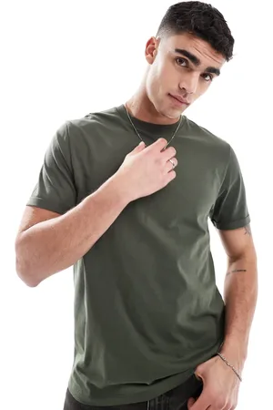 ASOS – Essential – T-Shirt mit Rundhalsausschnitt und aufgerollten Ärmeln in Khaki