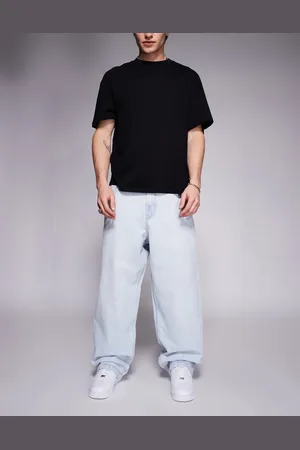 Bershka – Superweite Jeans in Hellblau