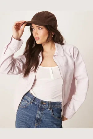 ASOS – Twill-Jacke in Pastellrosa mit Kragen