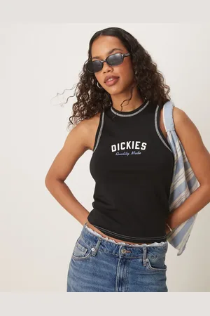 Dickies – Longline-Trägertop in mit Ringerrücken und mittigem Logo
