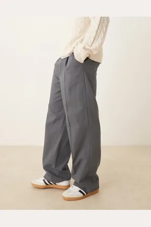 ASOS – Hose in Grau mit weitem Bein und Bundfalten